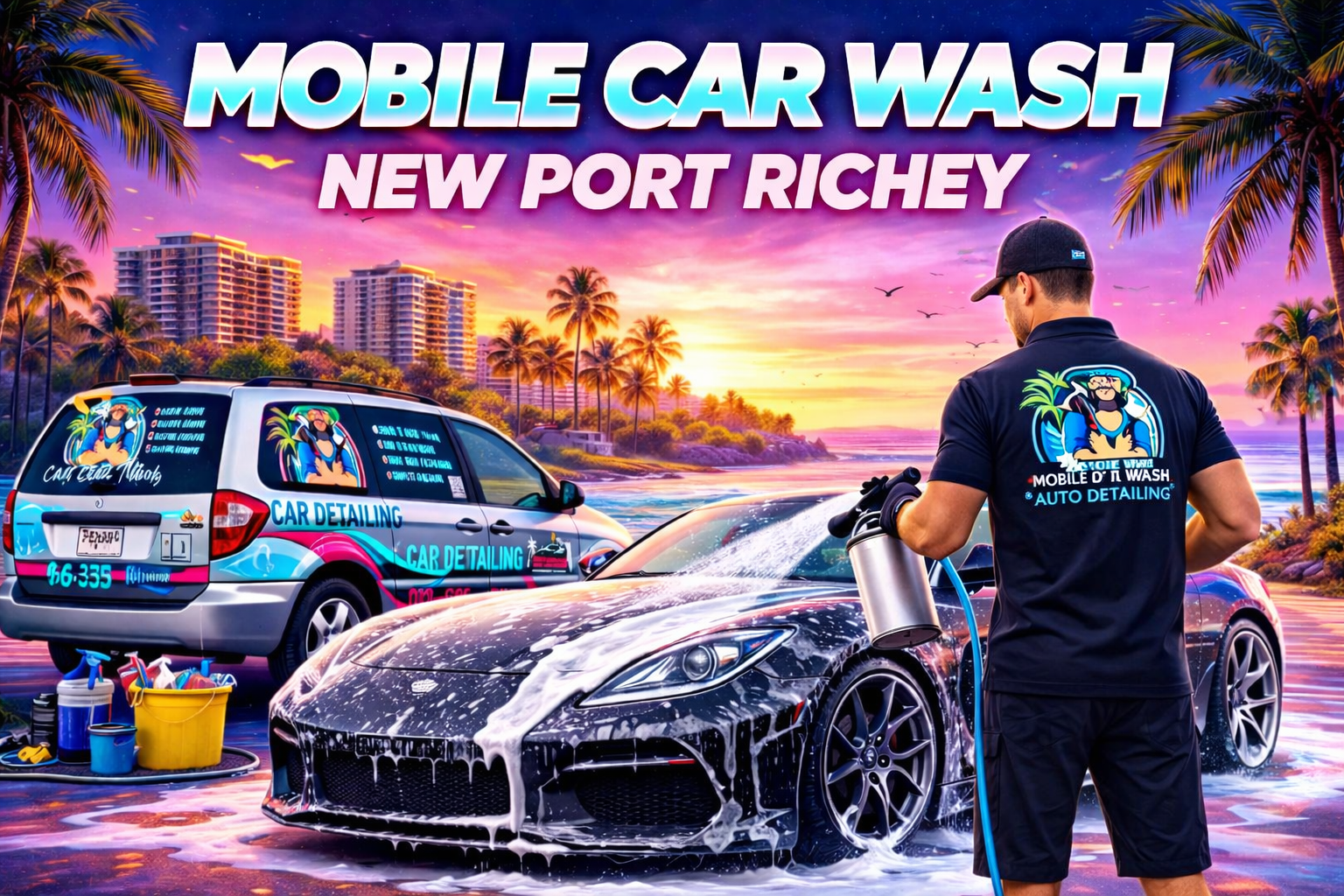 mobile car wash new port richey fl freds mobile car wash auto detailing van miami vice style detailing car