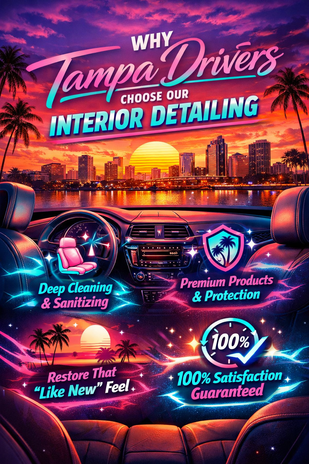 Interior Car Detailing Tampa by Fred’s Mobile Car Wash & Auto Detailing providing deep interior cleaning, stain removal, carpet shampoo, and seat extraction services in Tampa FL.